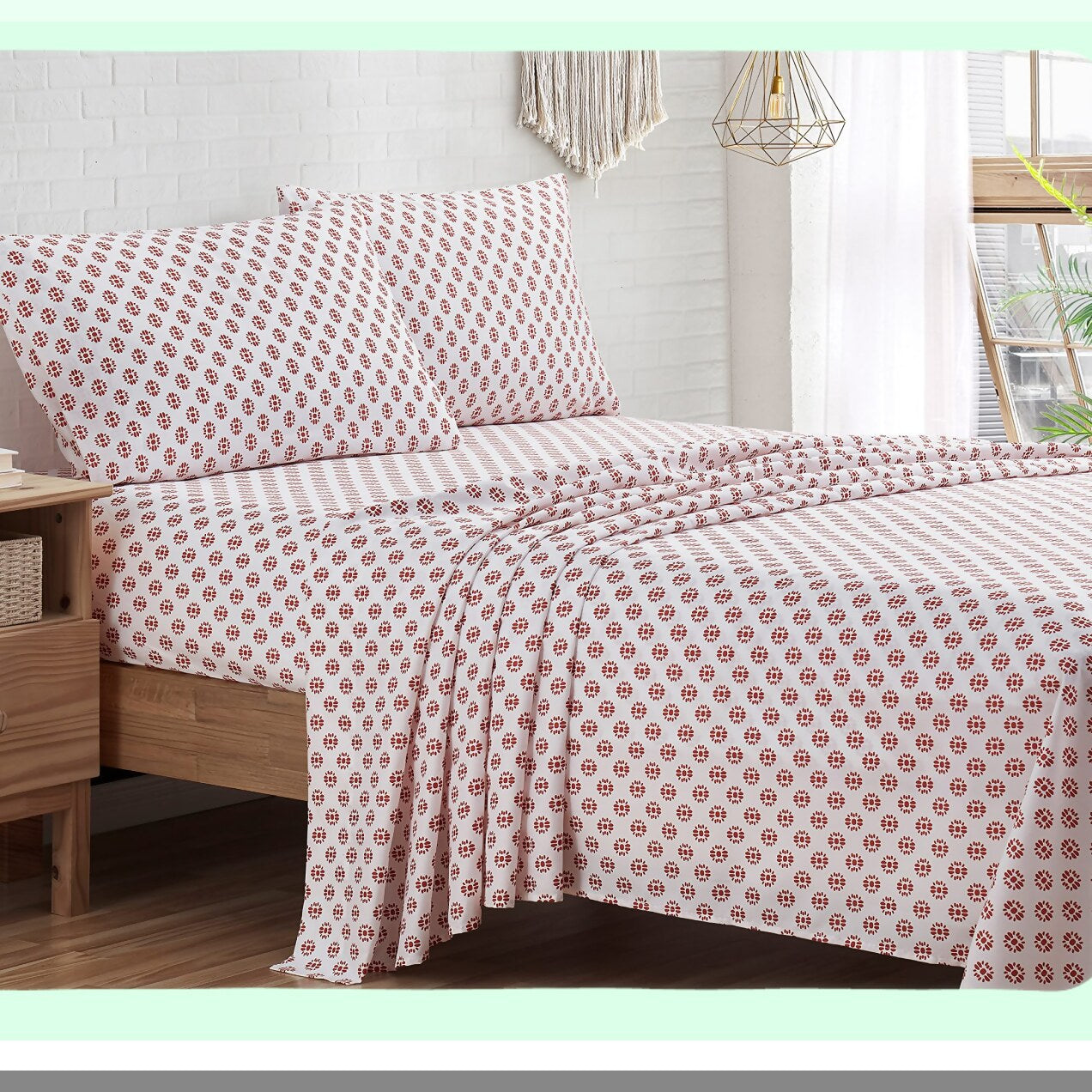 Medallion Boho Panther Twin Sheet Set - Soft Wrinkle Resistant Bedding with Spice Accents - 3-Piece Decor Collection