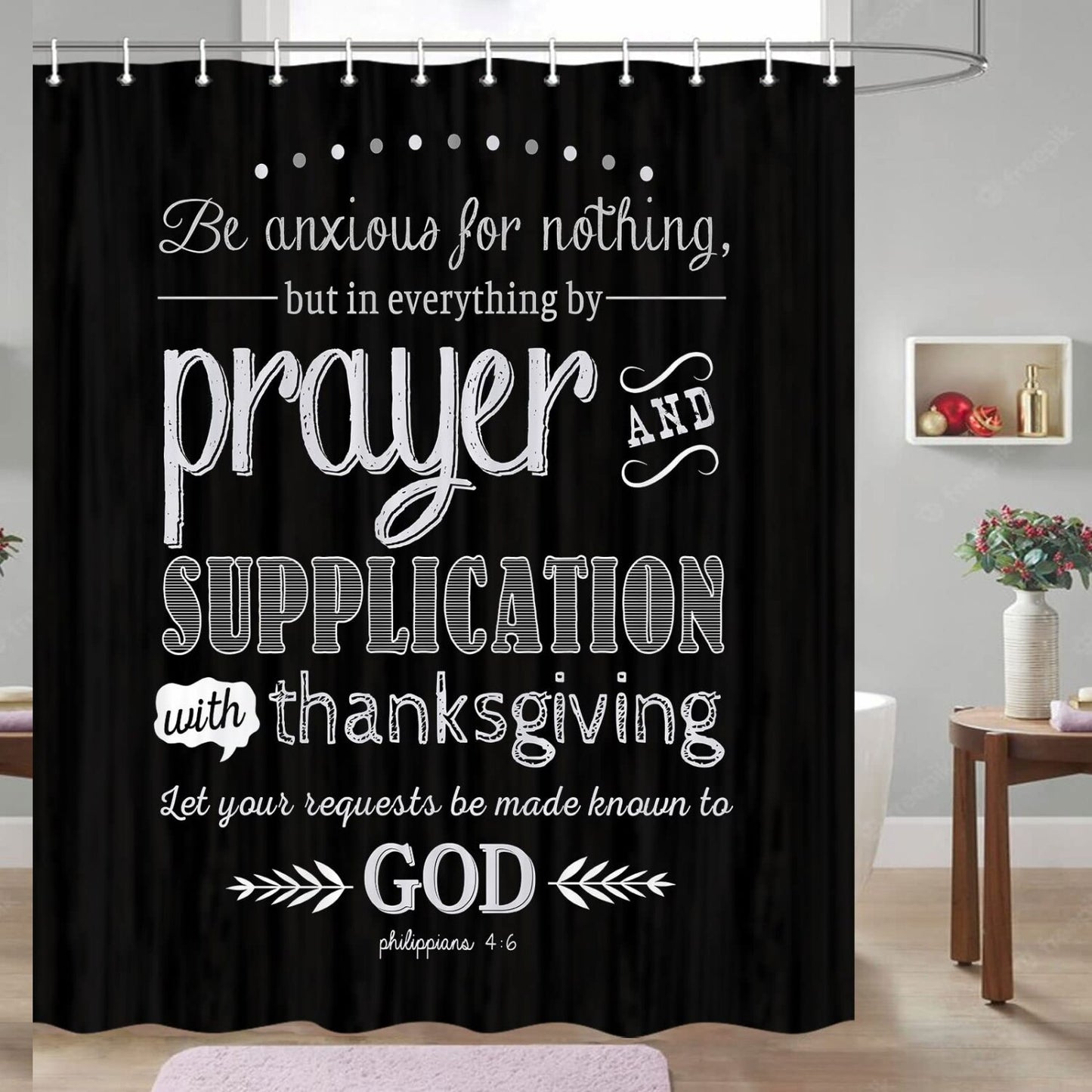 Vintage Christian Bible Verse Shower Curtain 70x70
