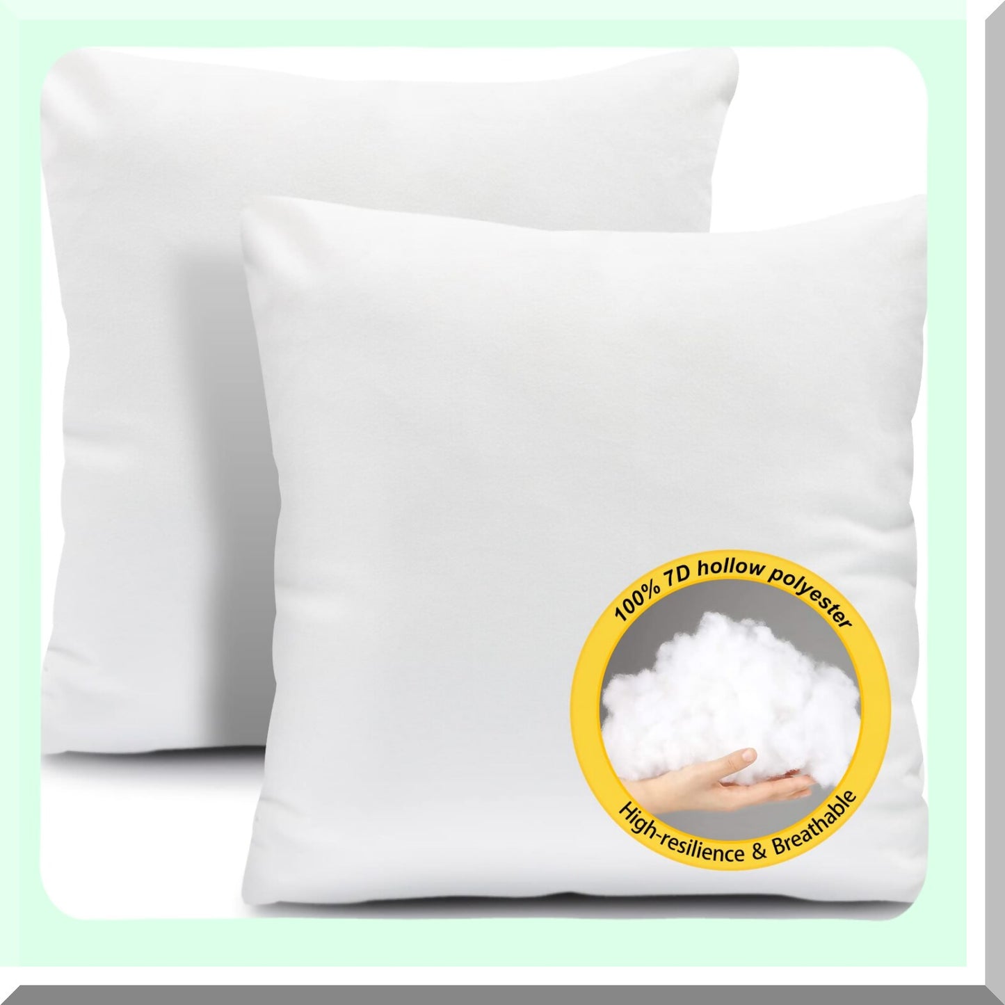 White Euro Pillow Inserts Set of 2 - 26x26 Inches Square Form Stuffer for Indoor Decorative Throw Pillows on Bed, Couch, Car - Polyester Fibers