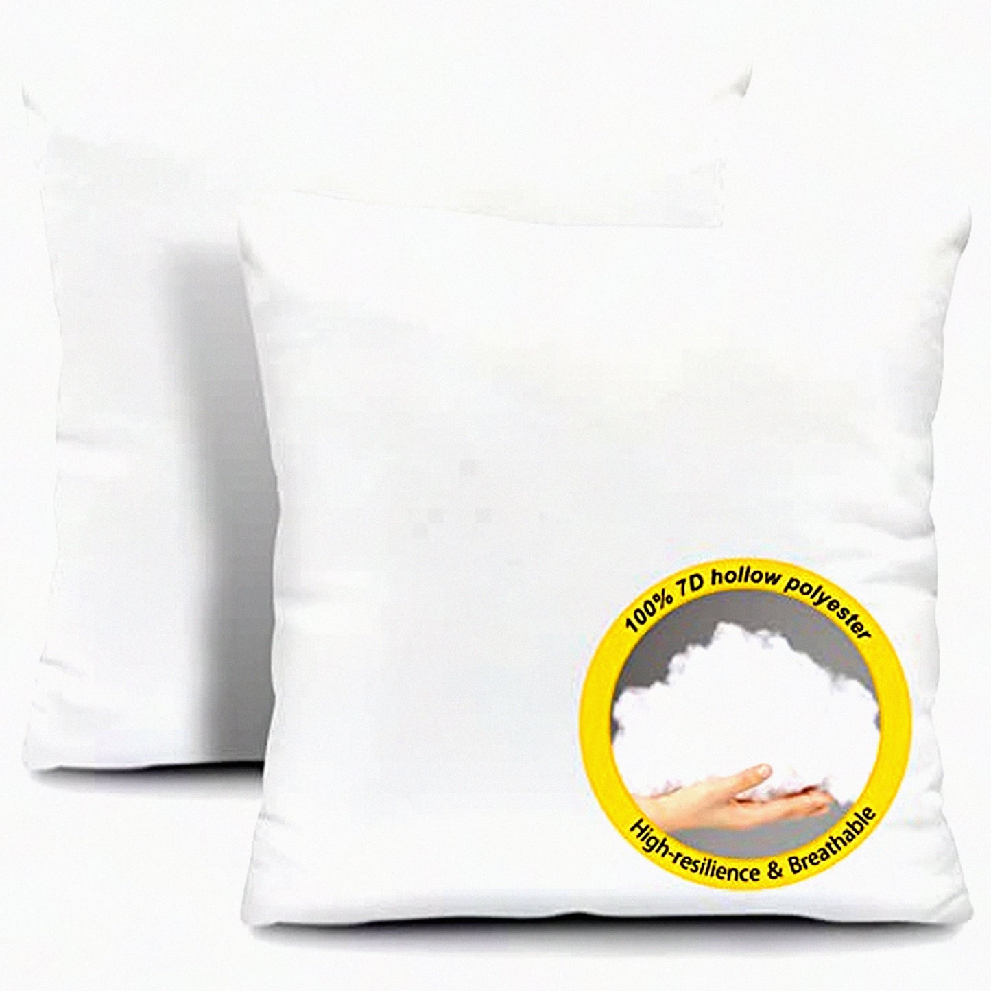 White Euro Pillow Inserts Set of 2 - 26x26 Inches Square Form Stuffer for Indoor Decorative Throw Pillows on Bed, Couch, Car - Polyester Fibers