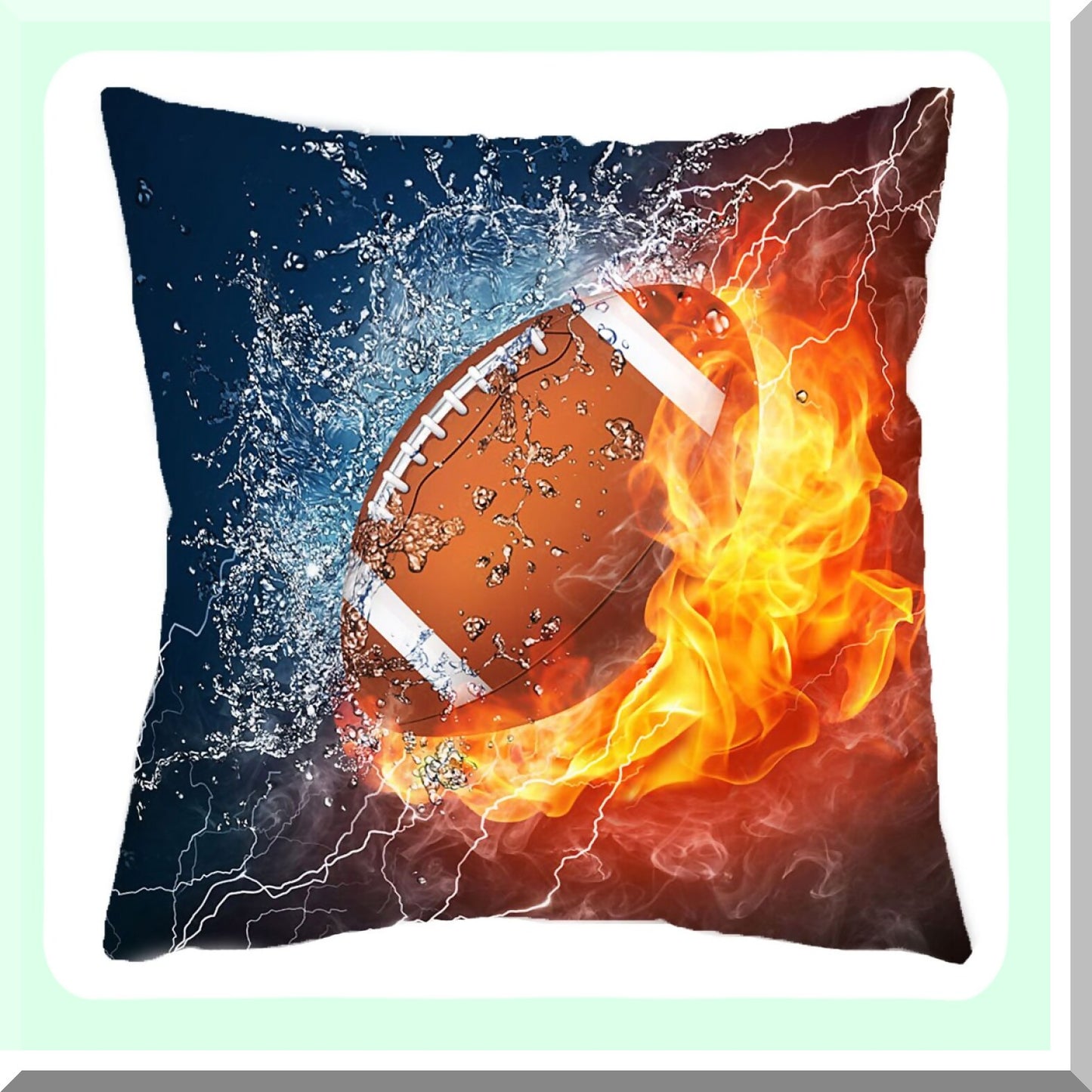 Super Soft Football Theme Plush Pillow Cover - 18x18 Inch Square Sofa Cushion Case with Invisible Zipper - Home Decor - No Insert