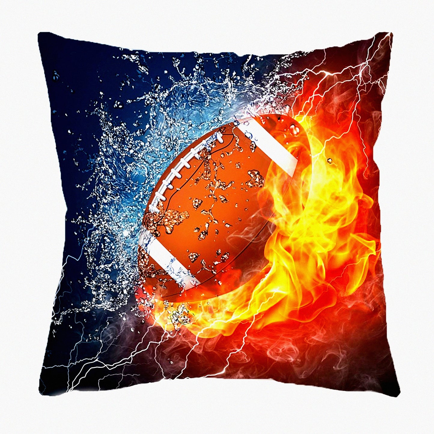 Super Soft Football Theme Plush Pillow Cover - 18x18 Inch Square Sofa Cushion Case with Invisible Zipper - Home Decor - No Insert