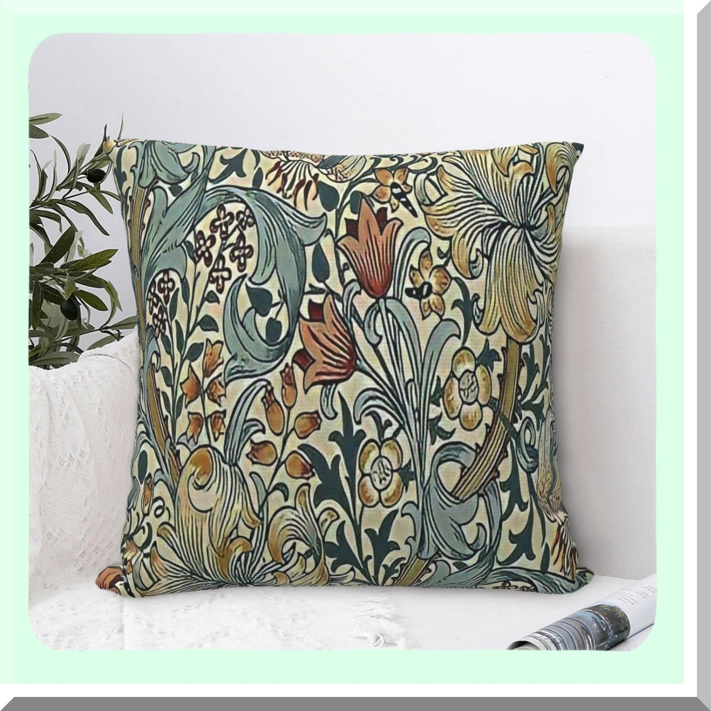 Velvet Bloom Decor 18x18 - Floral Throw Pillow Covers for Bedroom & Living Room - Aesthetic Cushion Case for Sofa & Couch - William Design