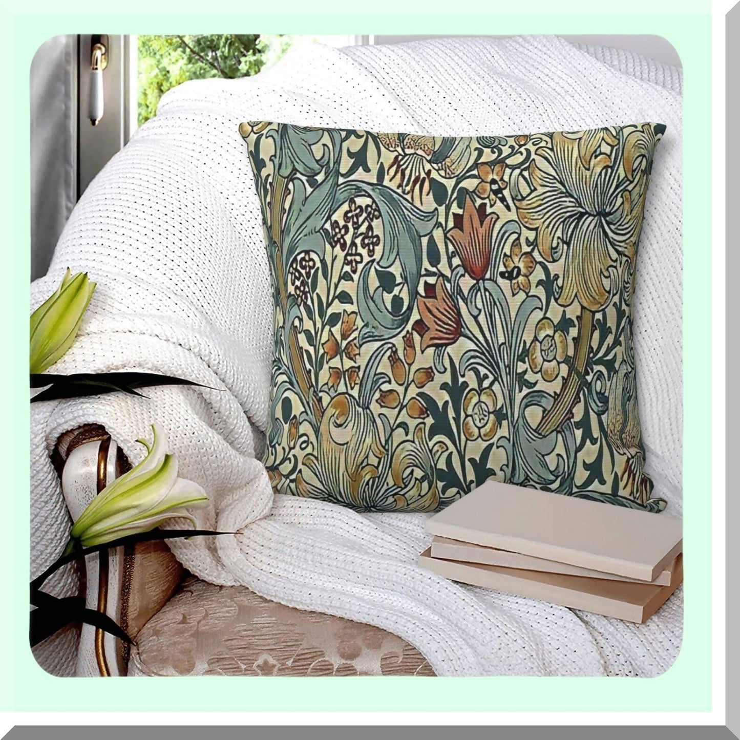Velvet Bloom Decor 18x18 - Floral Throw Pillow Covers for Bedroom & Living Room - Aesthetic Cushion Case for Sofa & Couch - William Design