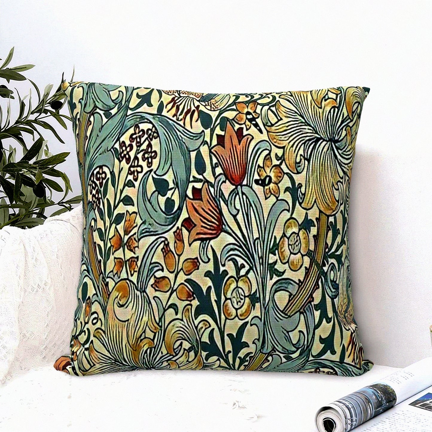 Velvet Bloom Decor 18x18 - Floral Throw Pillow Covers for Bedroom & Living Room - Aesthetic Cushion Case for Sofa & Couch - William Design