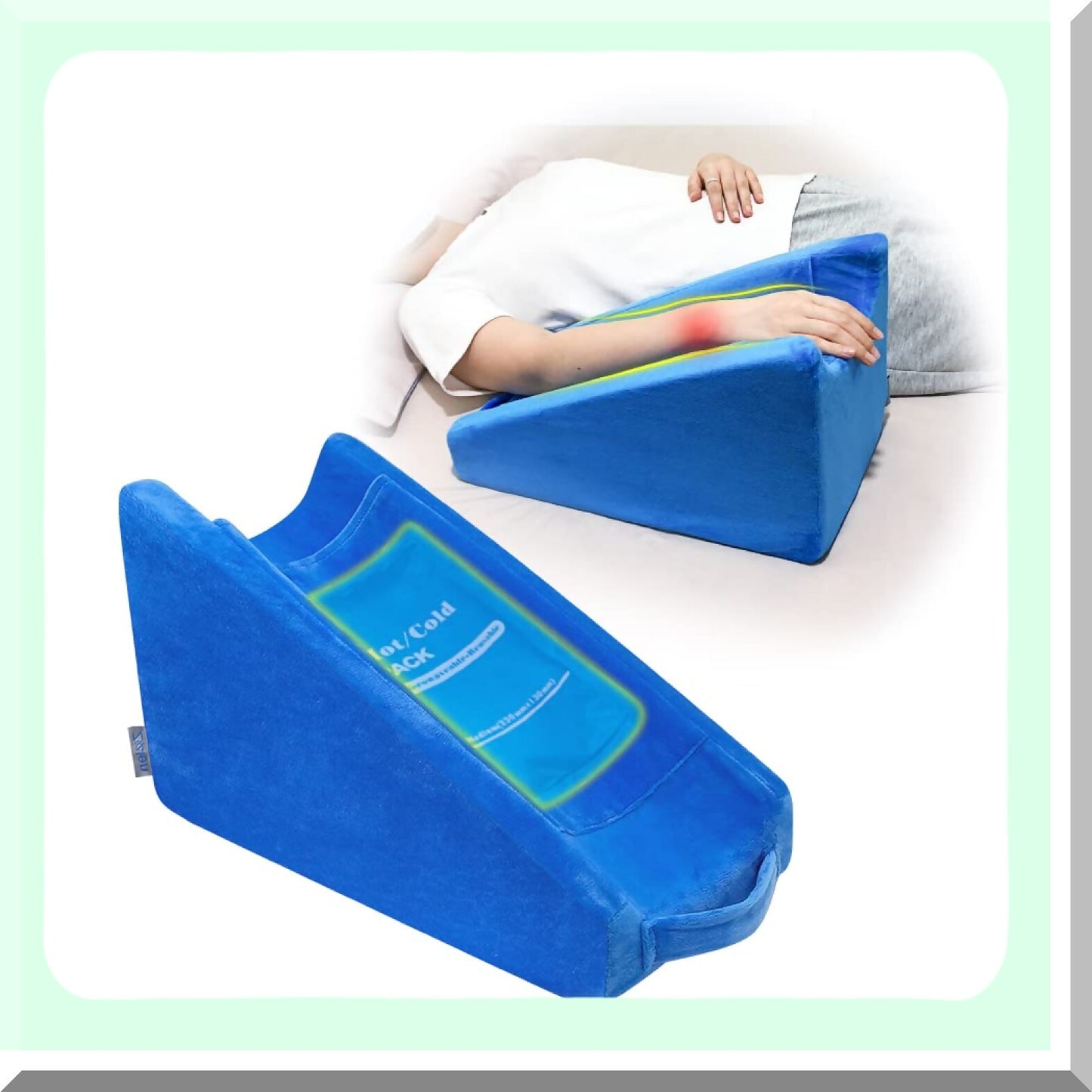 ElevateArm Support Pillow - Contoured Arm Wedge for Broken Wrist & Elbow Recovery with Gel Pack - Sleeping Aid for Elevated Arm Rest