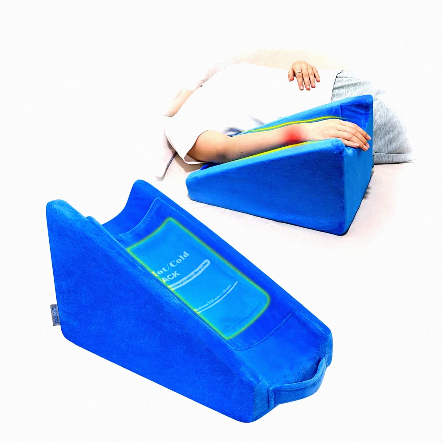 ElevateArm Support Pillow - Contoured Arm Wedge for Broken Wrist & Elbow Recovery with Gel Pack - Sleeping Aid for Elevated Arm Rest