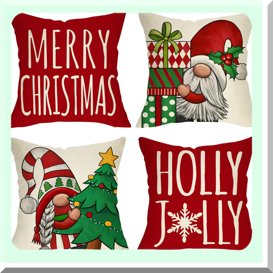 Winter Wonderland Gnome Pillow Cover Set Compatible with 18 x 18 Cushions