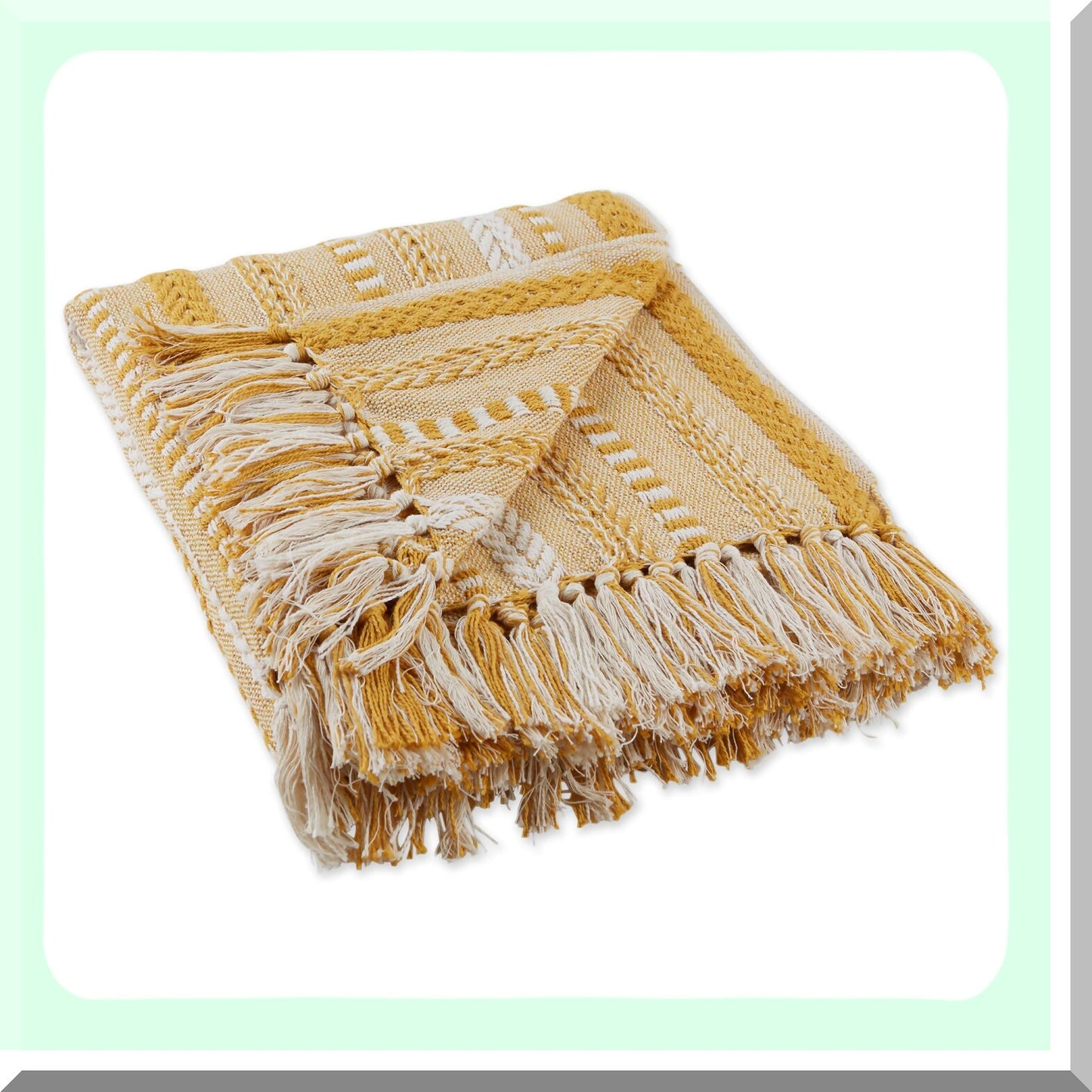 Golden Stripes Braided Throw Blanket - Cozy 50x60 Inch Decor