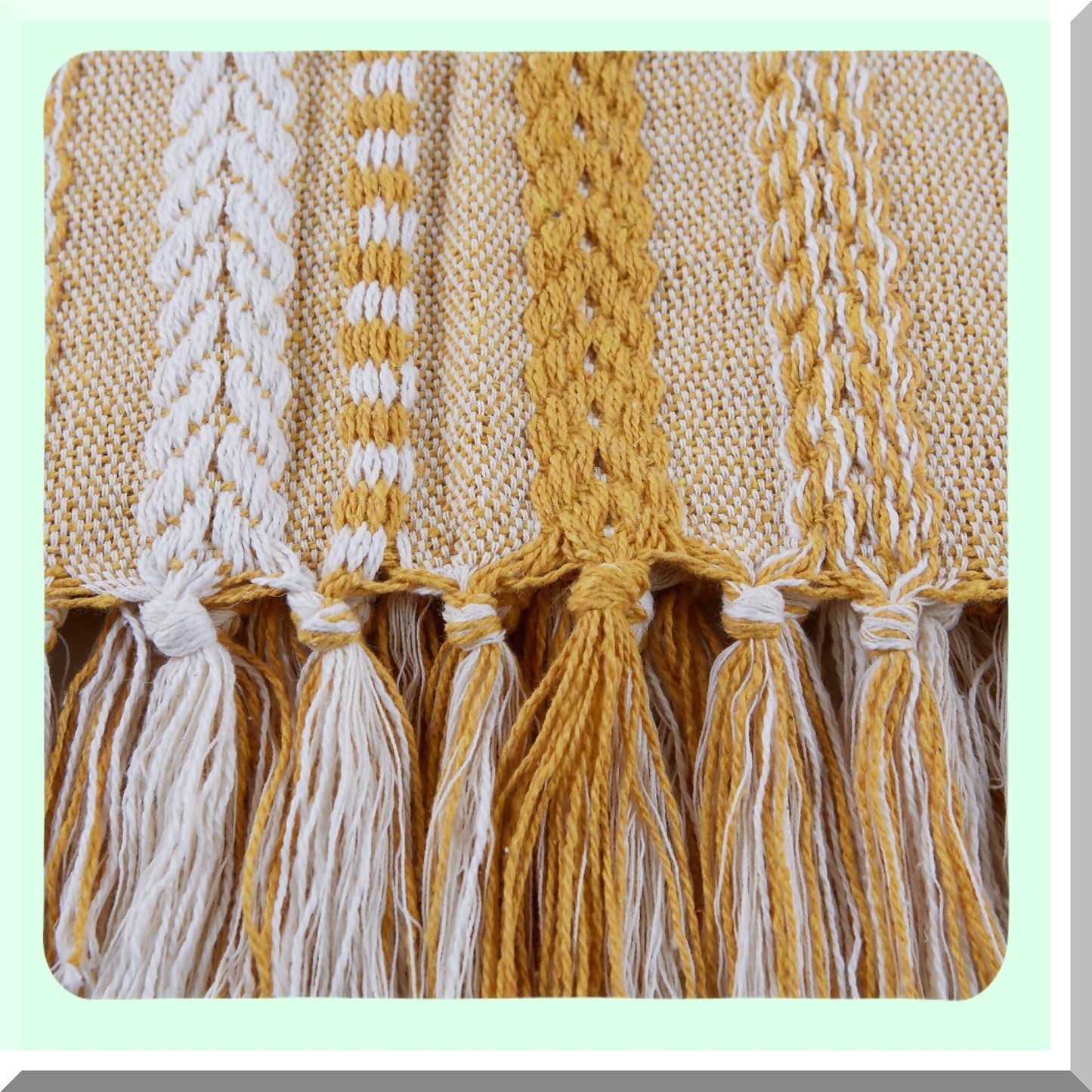 Golden Stripes Braided Throw Blanket - Cozy 50x60 Inch Decor