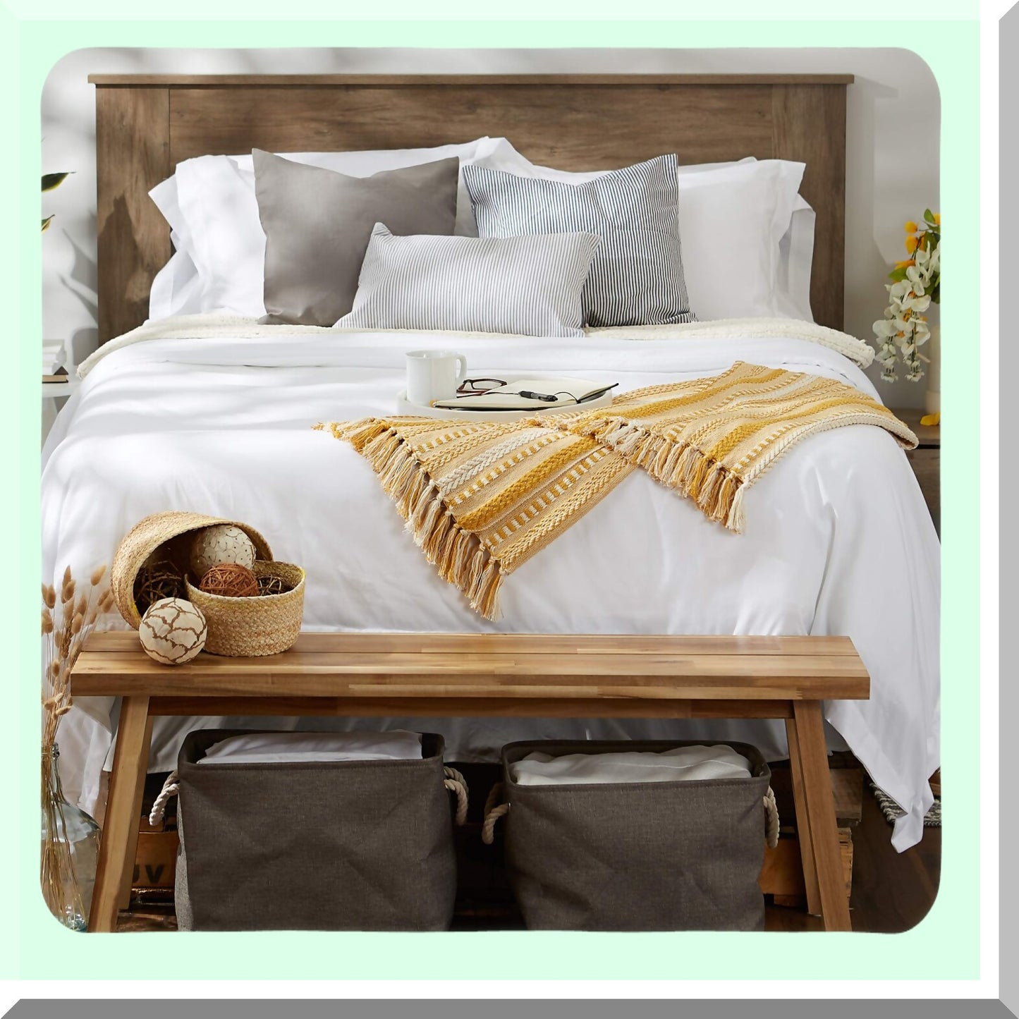 Golden Stripes Braided Throw Blanket - Cozy 50x60 Inch Decor