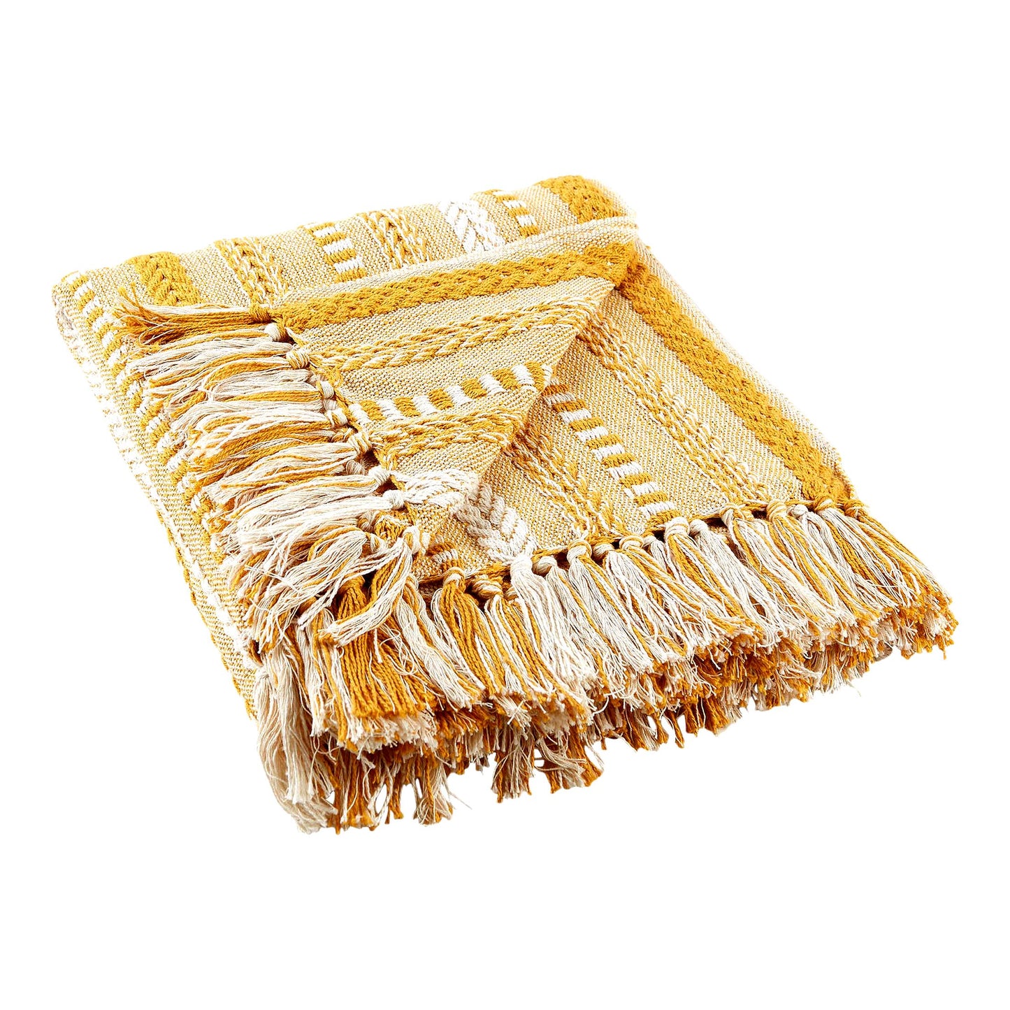 Golden Stripes Braided Throw Blanket - Cozy 50x60 Inch Decor