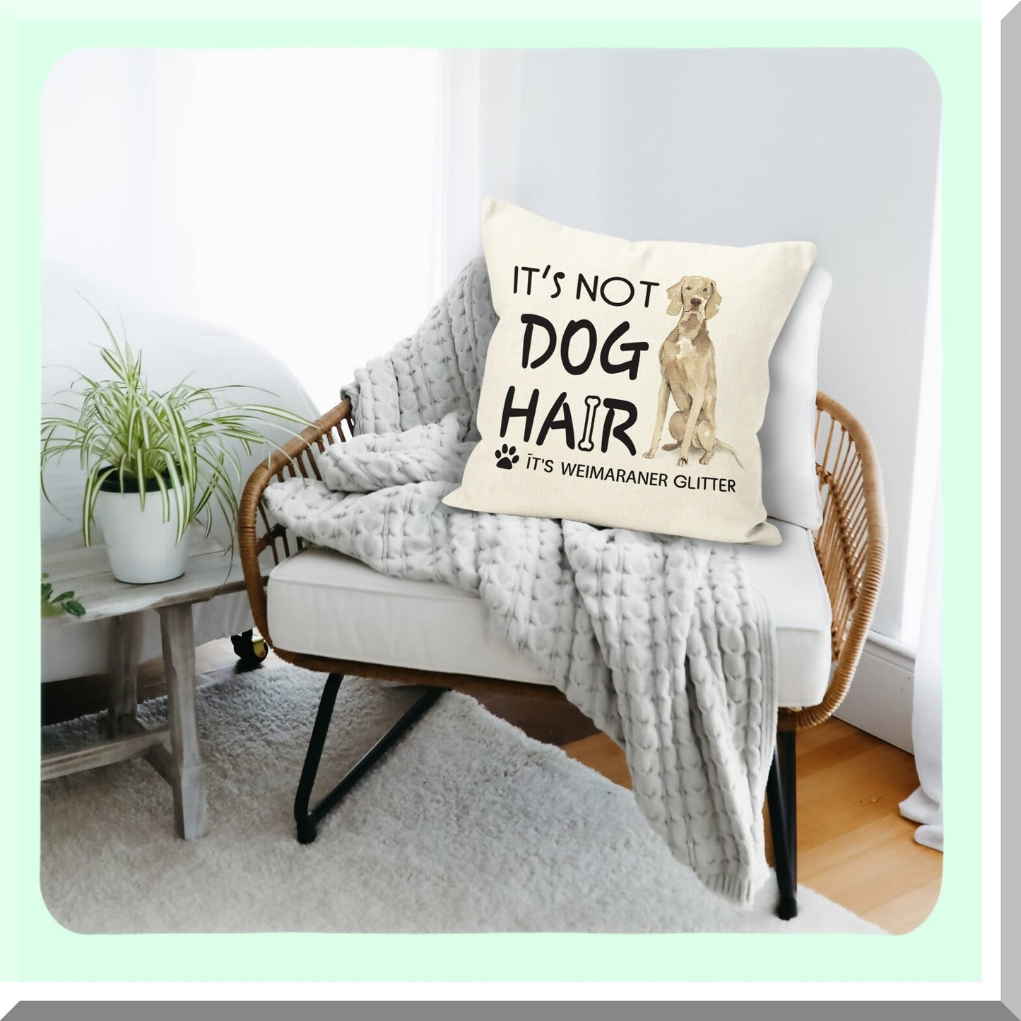 Weimaraner Glitter Funny Quote Throw Pillow - Dog Hair Decorations for Home Room Bed Sofa - Cotton Linen Cover 18 x 18 Inch - Dog Lover Gifts