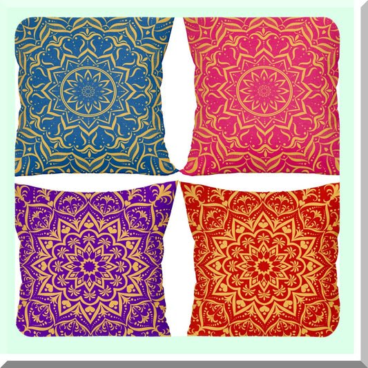 Vibrant Festive Pillow Covers Set 18x18 for Diwali and Holi