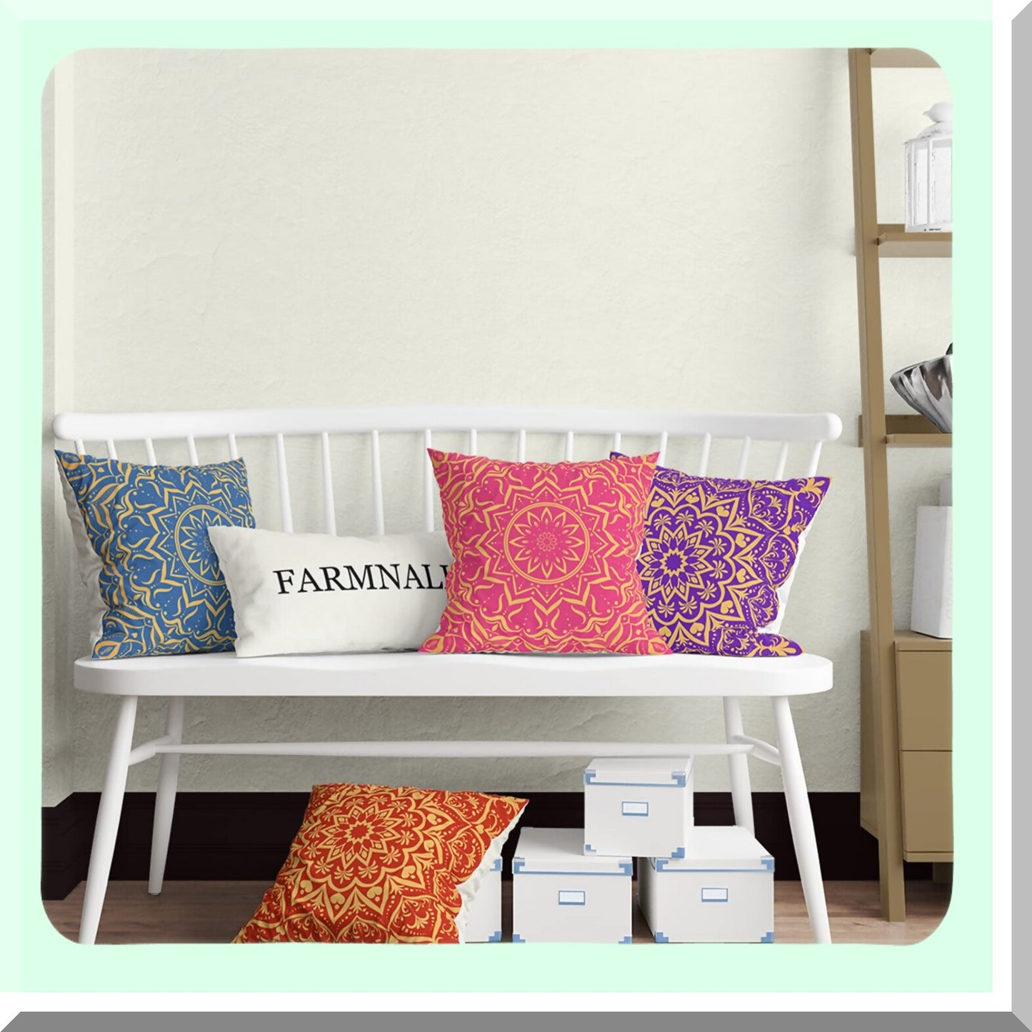 Vibrant Festive Pillow Covers Set - 18x18 Diwali Holi Decor - Colorful Diwali Home Decorations - 4 Pack Diwali Pillow Cases - Home Supplies