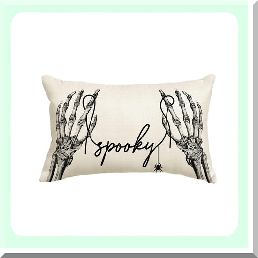 Black Skeleton Hand Spider Throw Pillow Cover 12x20
