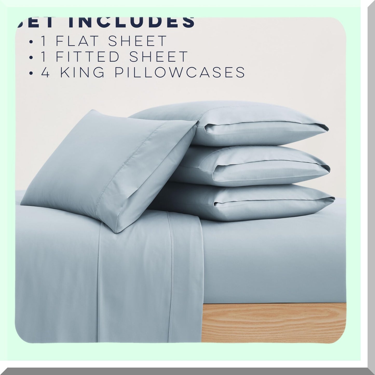 CoolBreeze EcoSilk Hotel Collection 6-Piece Bedding Set - Ultra-Soft Cooling Technology, Quick Dry, Anti-Wrinkle, Machine Washable - Size: 32658, Color: Blue