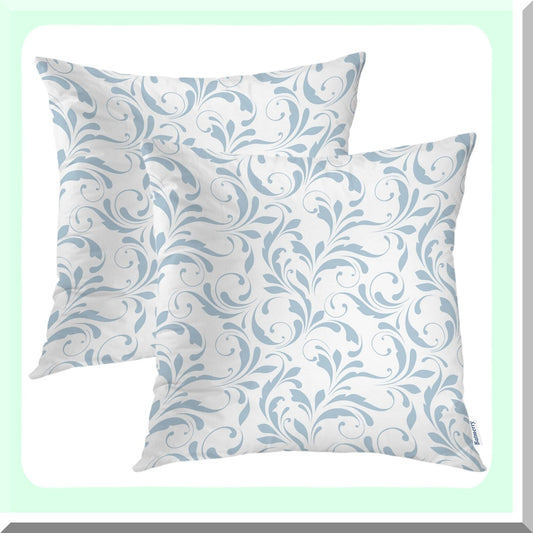 Floral Winter Swirls Pillow Covers Set Compatible with 18x18 Inch Throw Cases