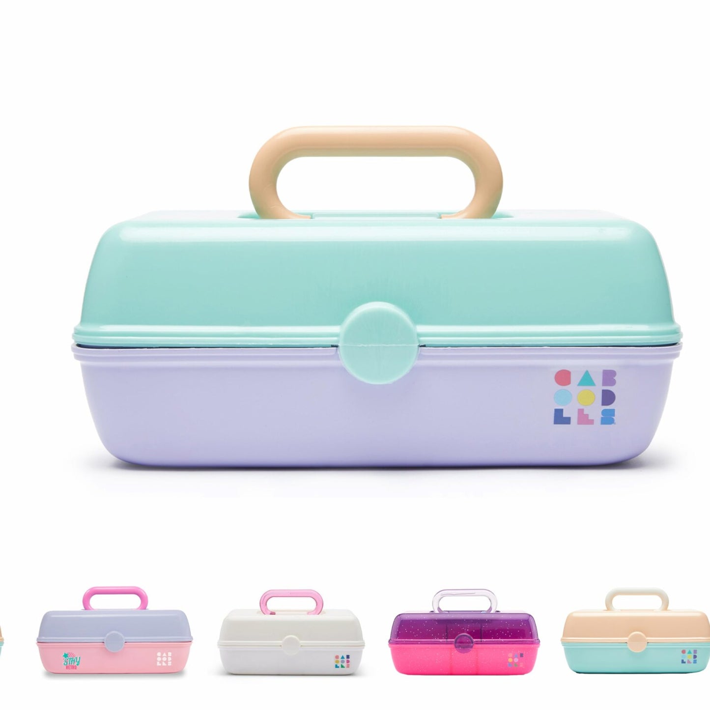 Two-Tone Seafoam Lavender Makeup Organizer with Mirror