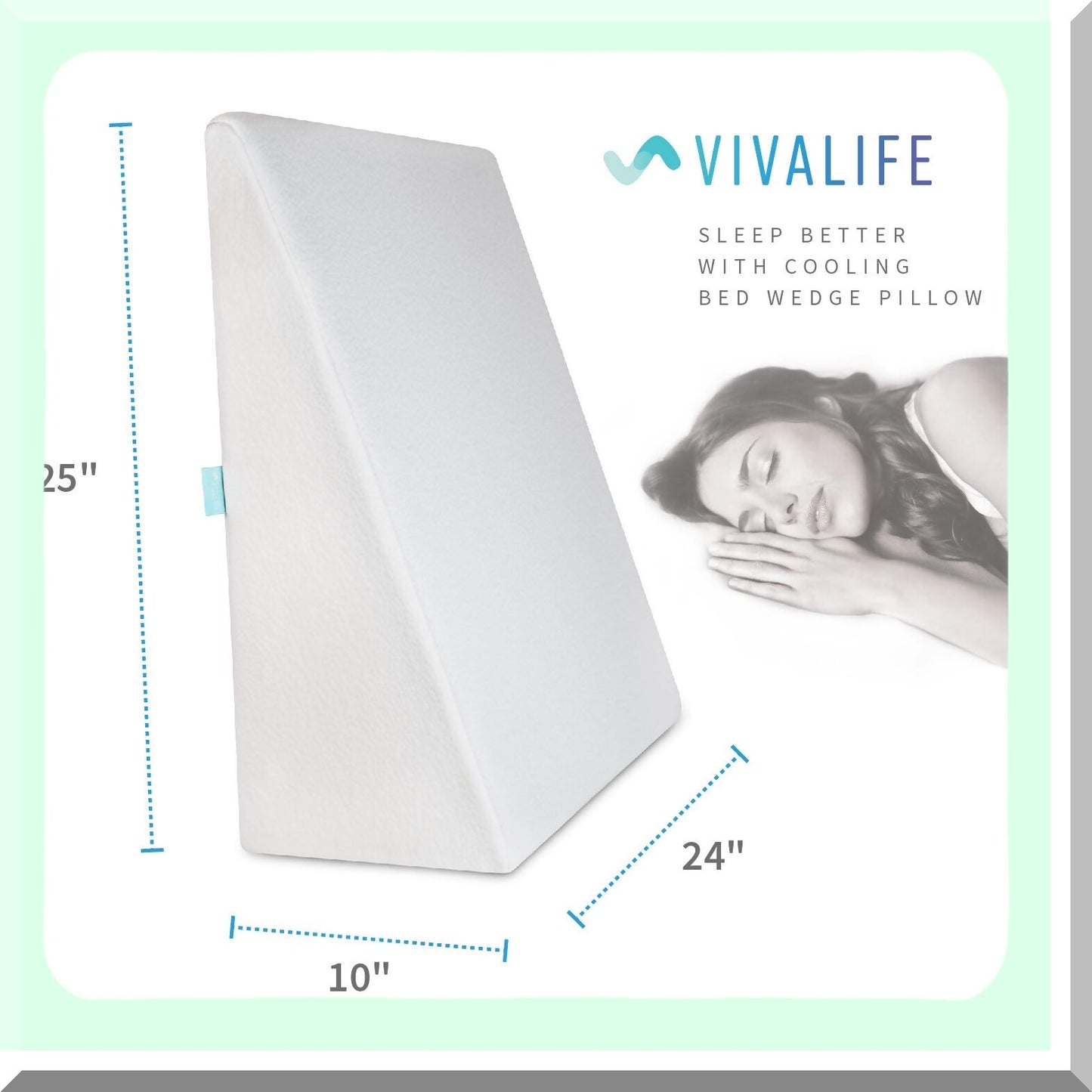 Cooling Gel Memory Foam Bed Wedge Pillow - Elevate & Support Lower Back, Acid Reflux, Heartburn, Allergies, Snoring - Ultra Soft Breathable Cover - 10 Inch Elevation