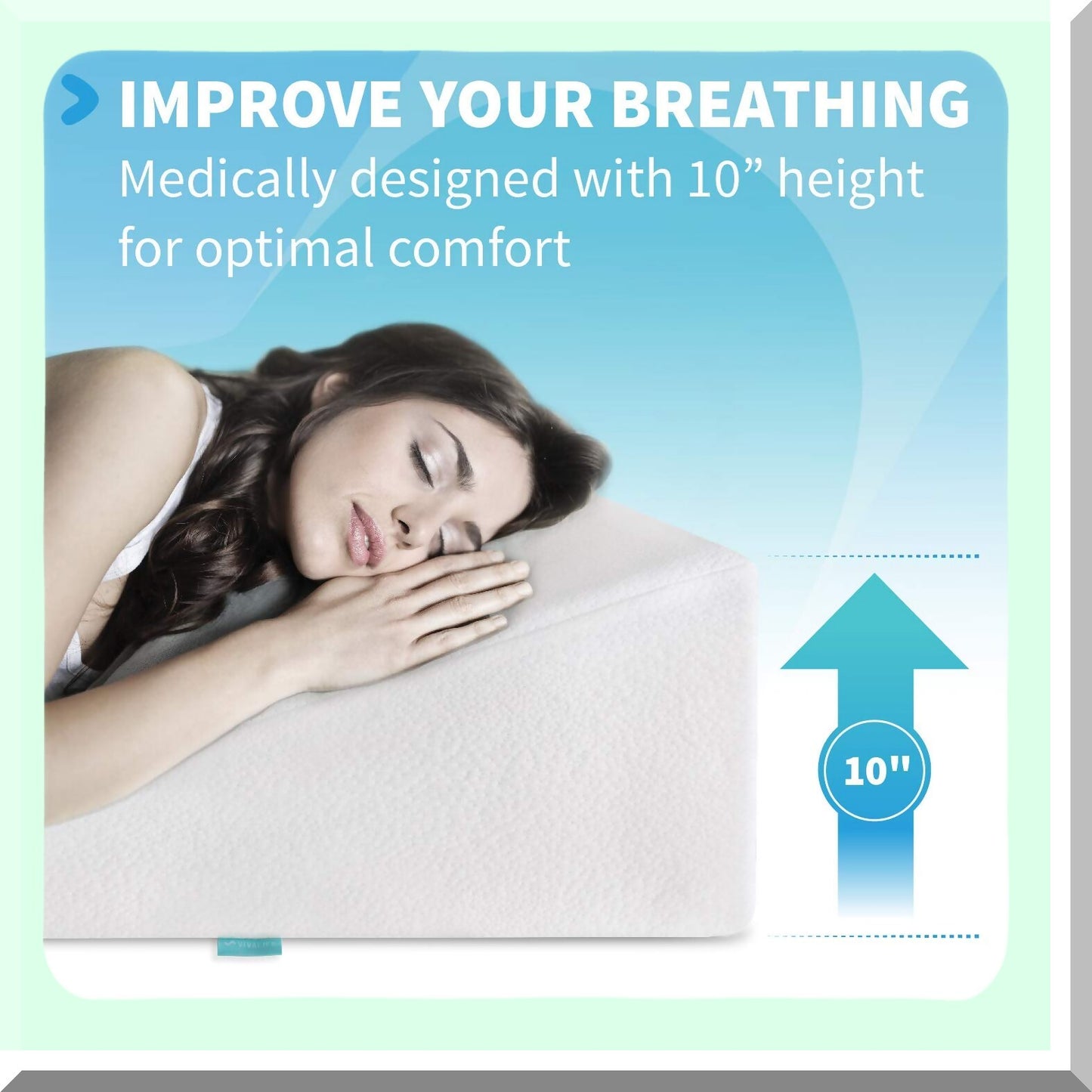 Cooling Gel Memory Foam Bed Wedge Pillow - Elevate & Support Lower Back, Acid Reflux, Heartburn, Allergies, Snoring - Ultra Soft Breathable Cover - 10 Inch Elevation