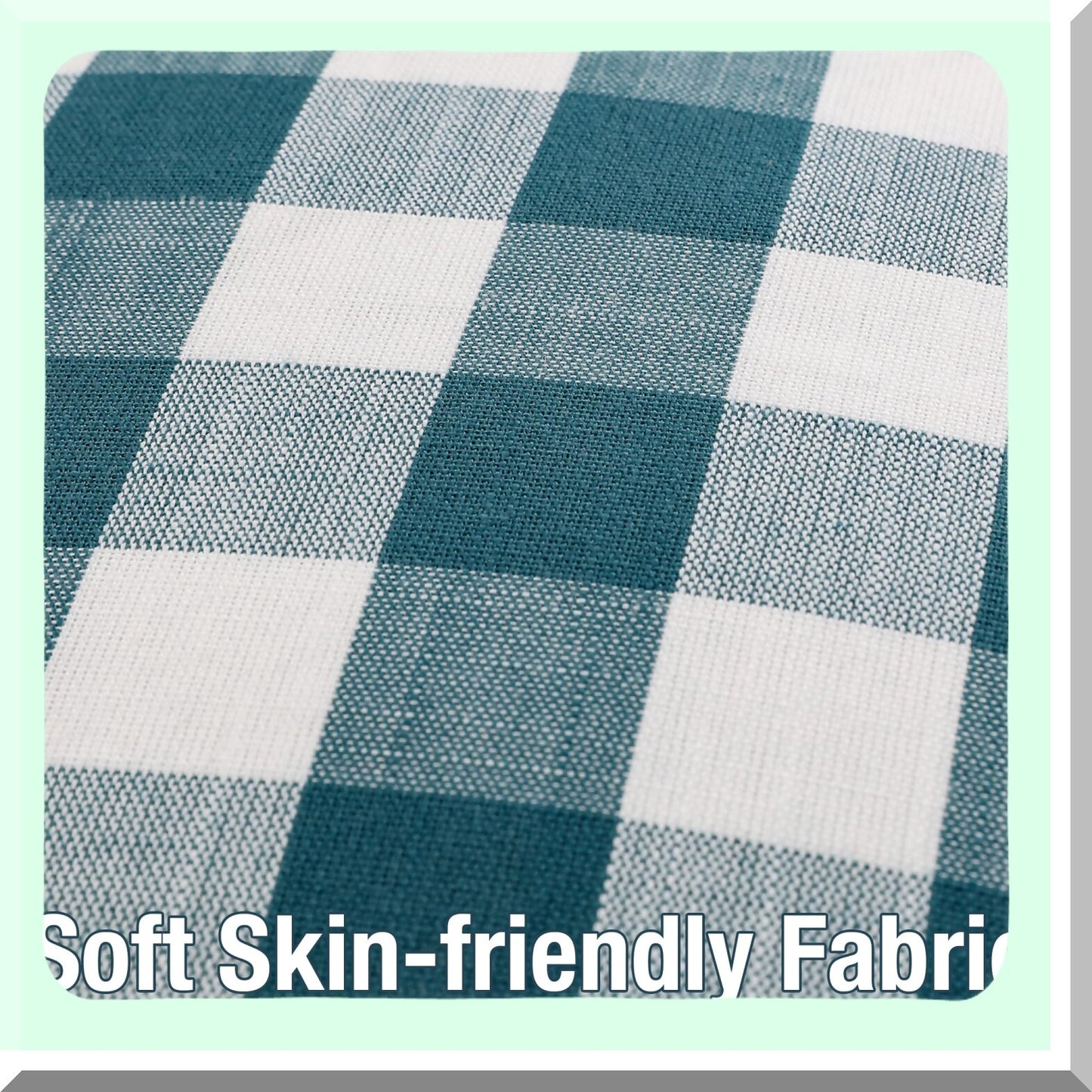 Rustic Farmhouse Teal Buffalo Plaid Pompom Pillow Cases - Set of 2 Throw Pillow Covers with Tartan Checkered Design for Sofa Couch, 20 x 20 Inch