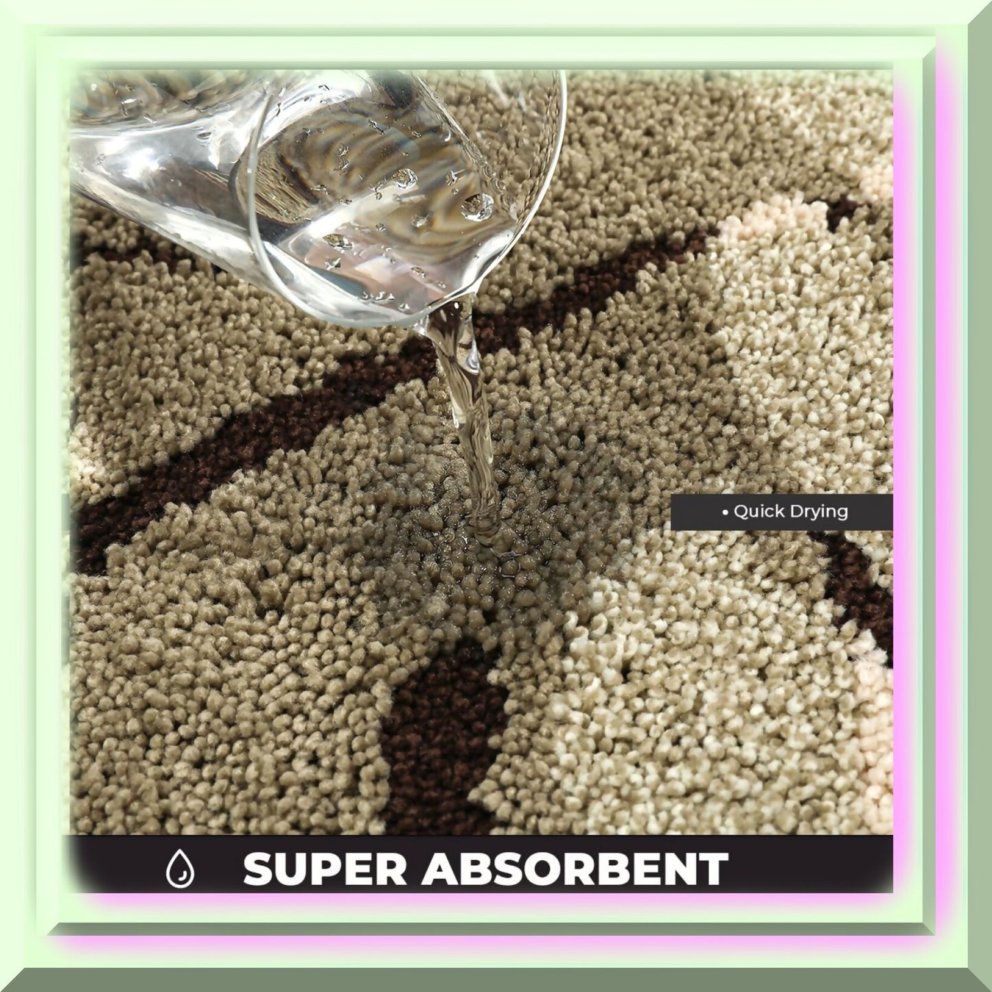 Plants Bathroom Rug 31"x20" Brown Non Slip Microfiber