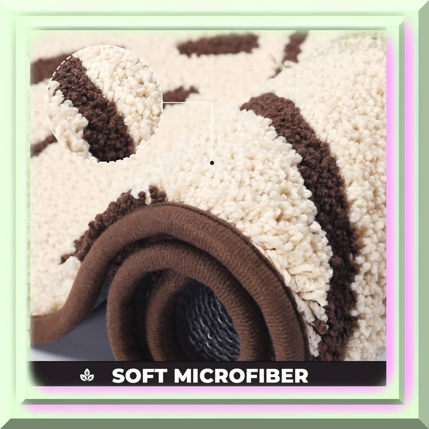 Plants Bathroom Rug 31"x20" Brown Non Slip Microfiber