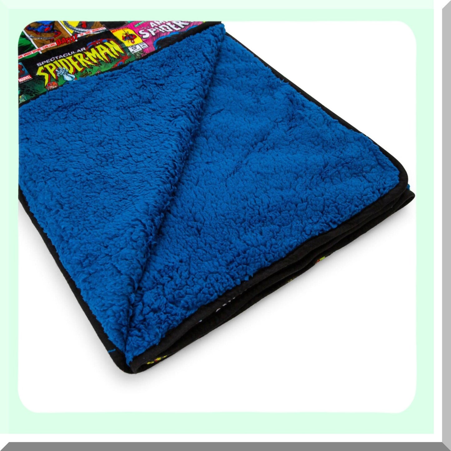 Spider-Man 60th Anniversary Blue Sherpa Throw Blanket - Cozy Marvel Collectible