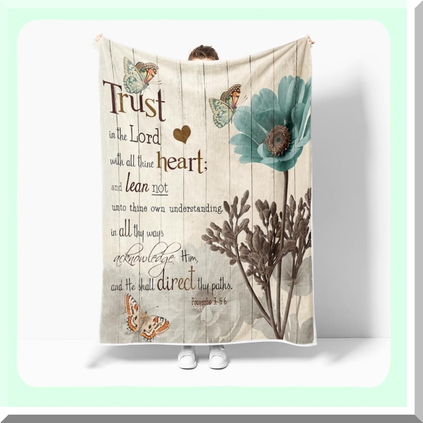 Rustic Teal Tulip Inspirational Throw Blanket - Cozy Farmhouse Floral Fleece for Bed & Couch