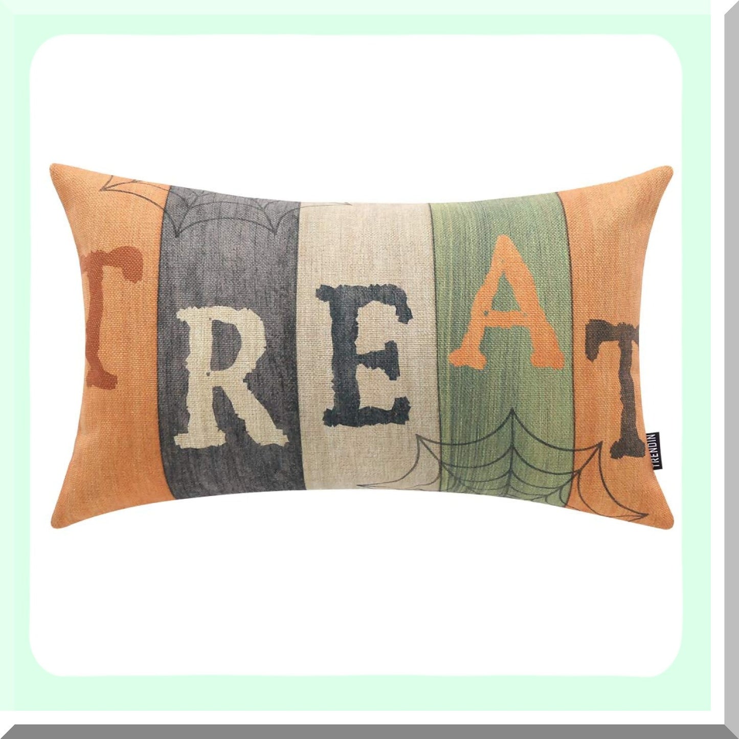 Spider Net Cotton Linen Decorative Pillow Cover - Happy Square Throw Cushion Slip - 20 X 12 inch - PL258TR