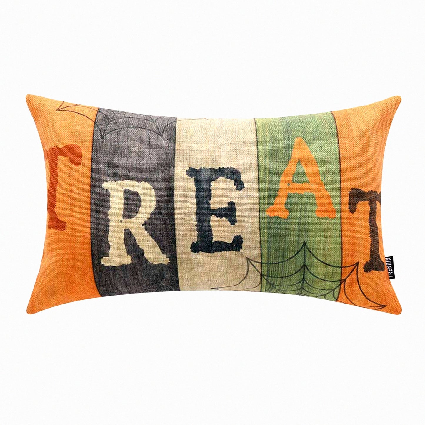 Spider Net Cotton Linen Decorative Pillow Cover - Happy Square Throw Cushion Slip - 20 X 12 inch - PL258TR