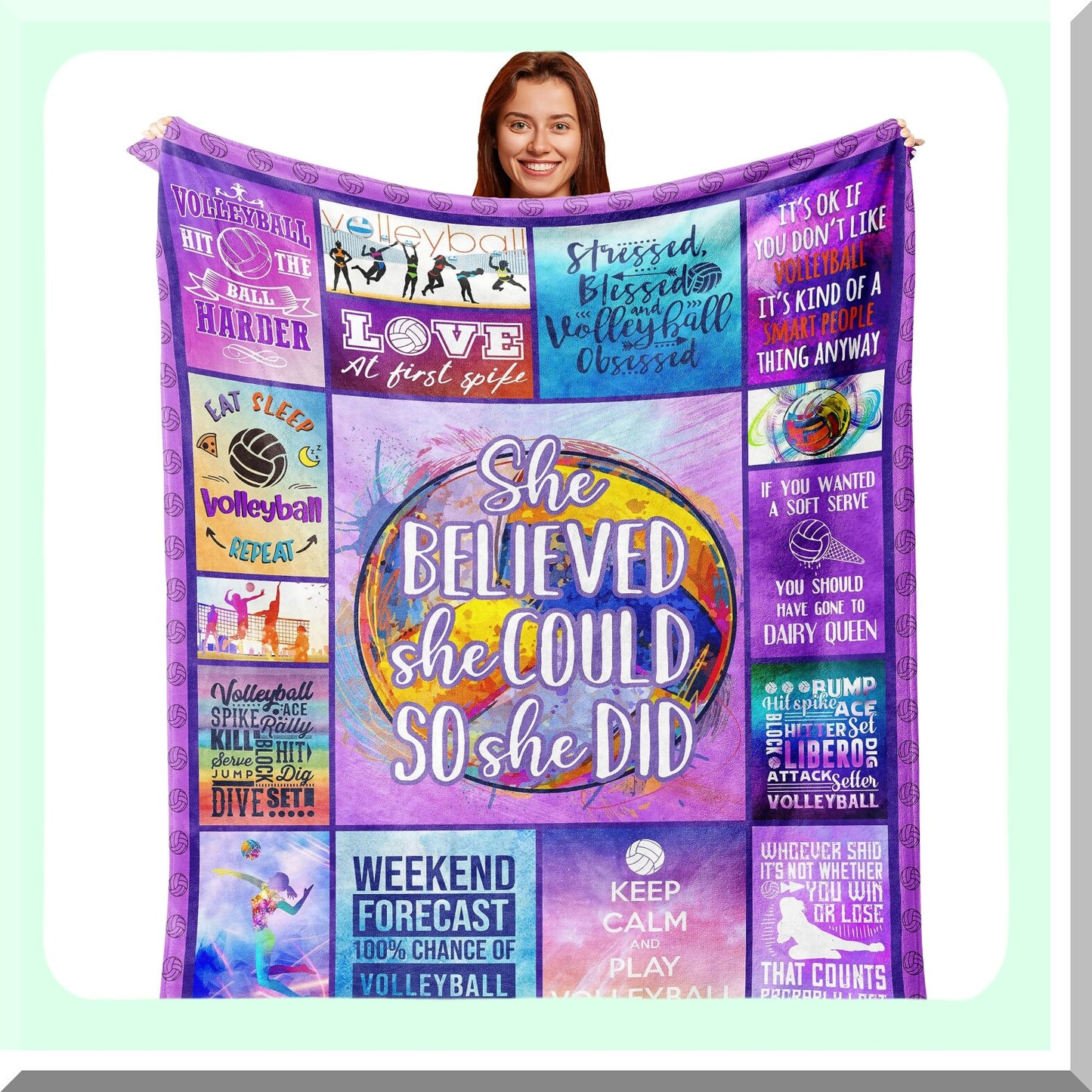 SpikeDreams Volleyball Blanket - Perfect Gifts for Teen Girls, Teams, Coaches, and Fans - Cozy 60x50 Inch Volleyball Decor