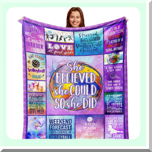 SpikeDreams Volleyball Blanket for Teen Girls and Fans