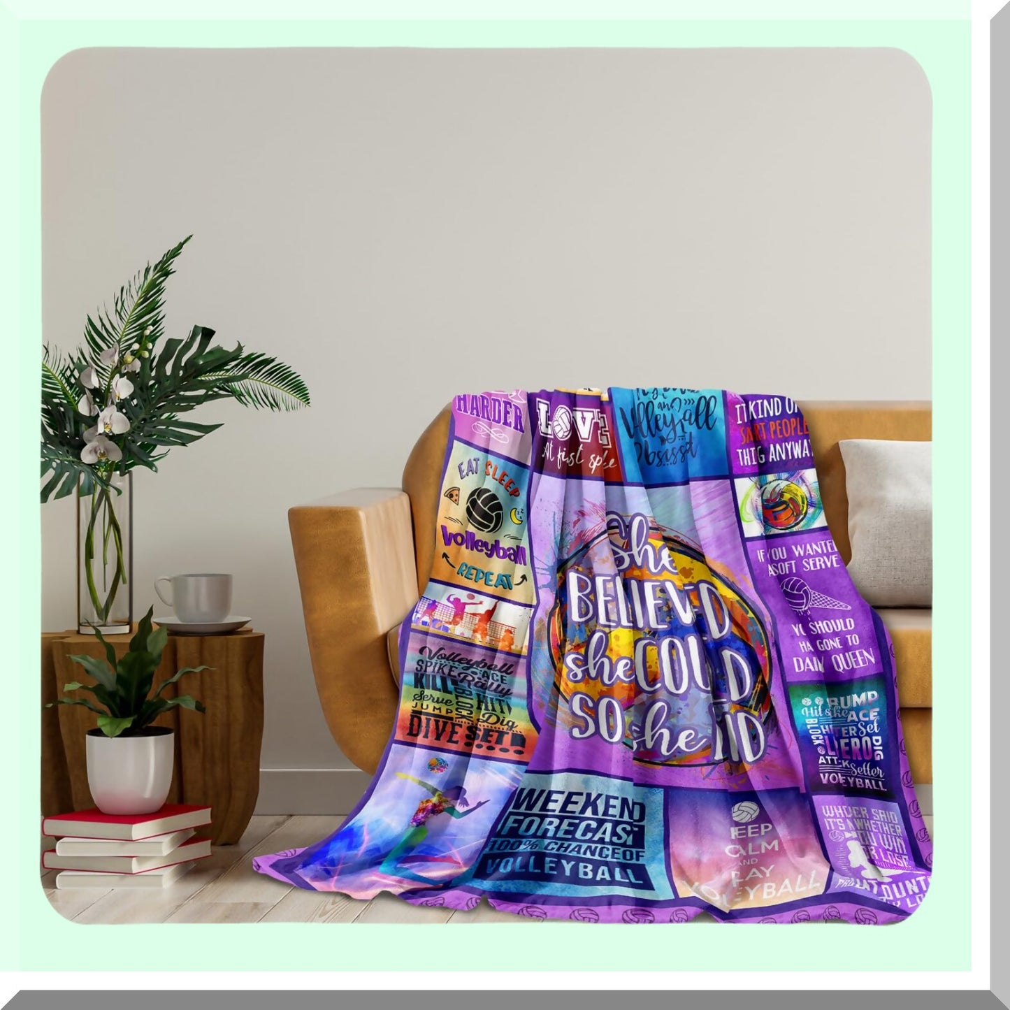 SpikeDreams Volleyball Blanket - Perfect Gifts for Teen Girls, Teams, Coaches, and Fans - Cozy 60x50 Inch Volleyball Decor