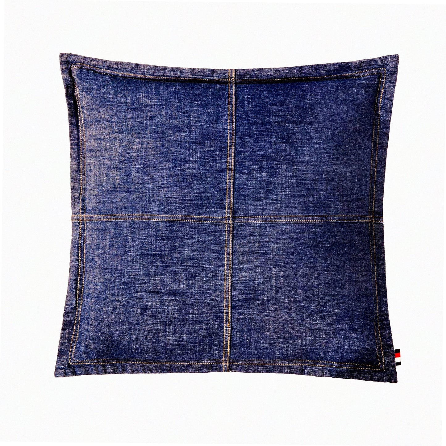 Blue Denim Decorative Pillow Cover Set - 100% Cotton Washed Cushion Covers for Car Sofa Bedroom - Soft Square Double Stitching Shell - 18x18 Inch - Pack of 2