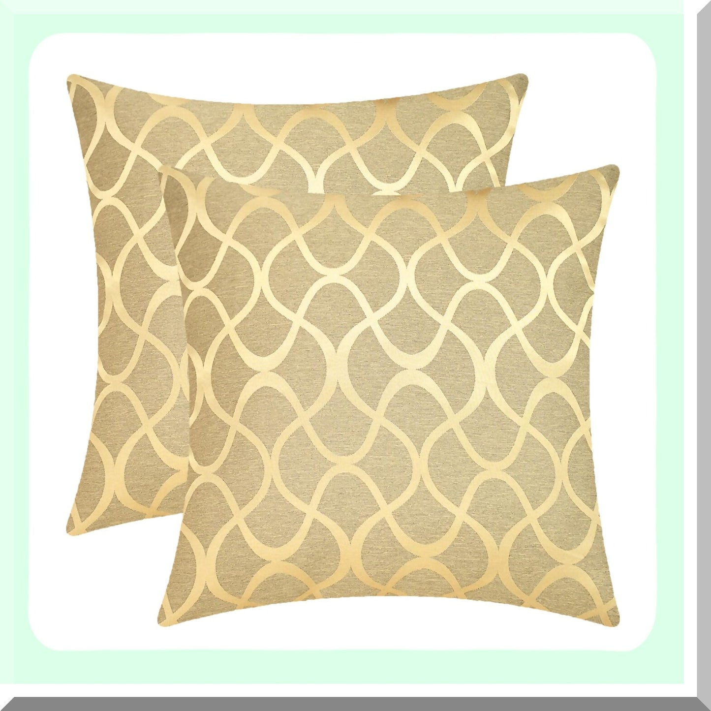 Golden Waveform Cushion Covers - Set of 2 Modern Abstract Geometric Pillow Cases for Couch, Bed, Sofa - Farmhouse Decor 20x20"