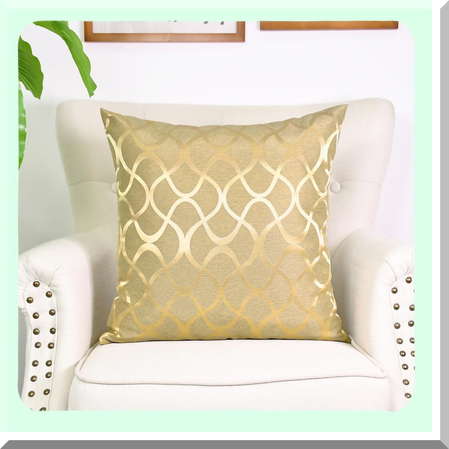 Golden Waveform Cushion Covers - Set of 2 Modern Abstract Geometric Pillow Cases for Couch, Bed, Sofa - Farmhouse Decor 20x20"