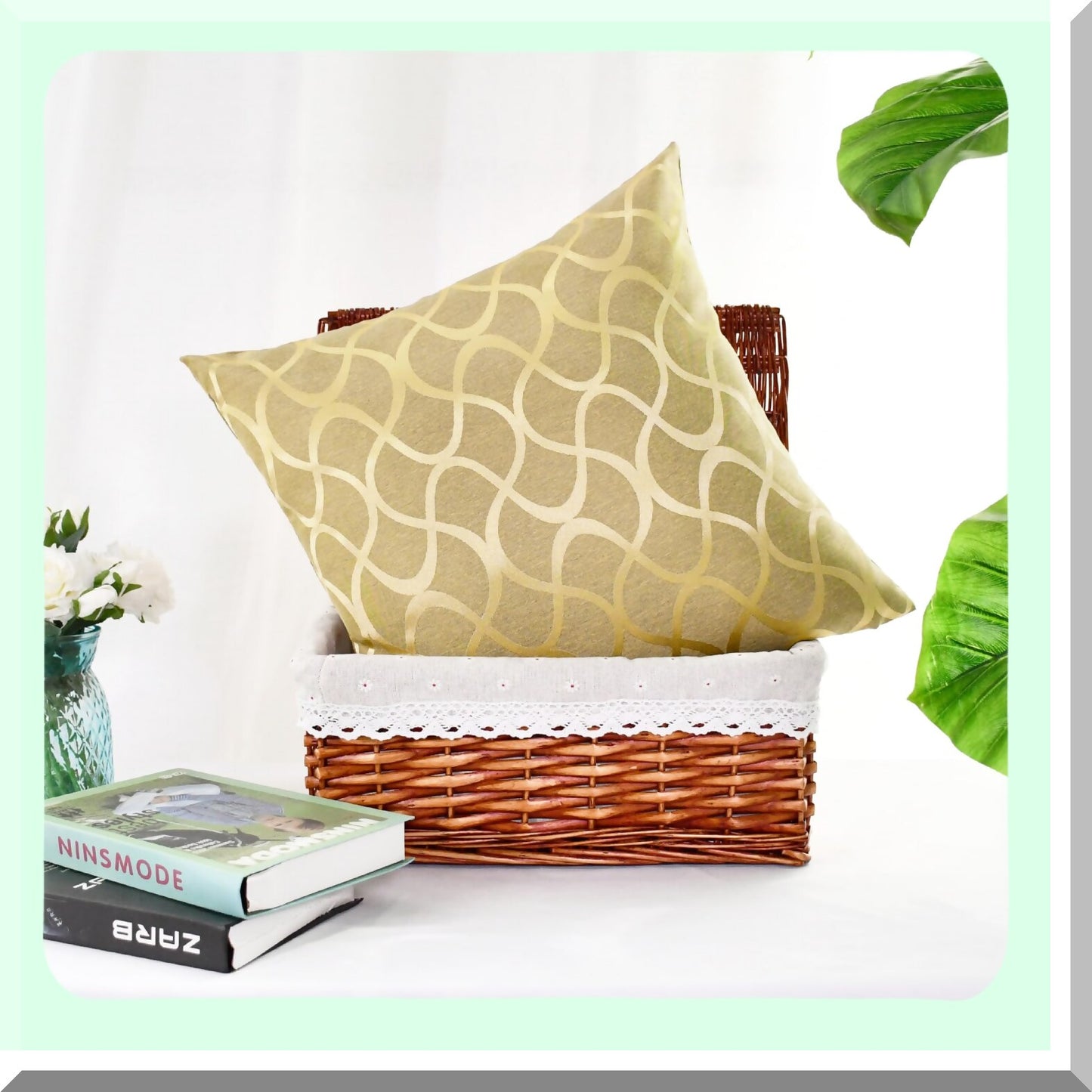 Golden Waveform Cushion Covers - Set of 2 Modern Abstract Geometric Pillow Cases for Couch, Bed, Sofa - Farmhouse Decor 20x20"