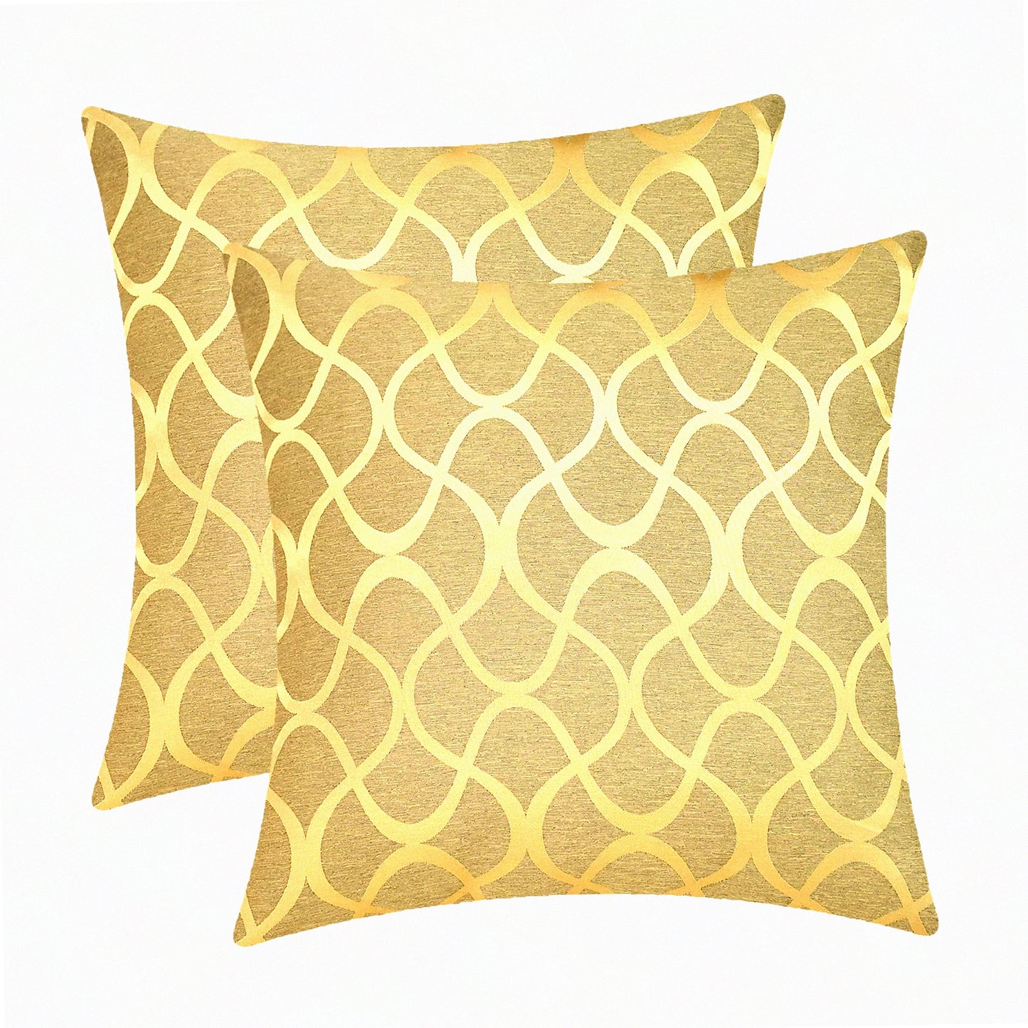 Golden Waveform Cushion Covers - Set of 2 Modern Abstract Geometric Pillow Cases for Couch, Bed, Sofa - Farmhouse Decor 20x20"