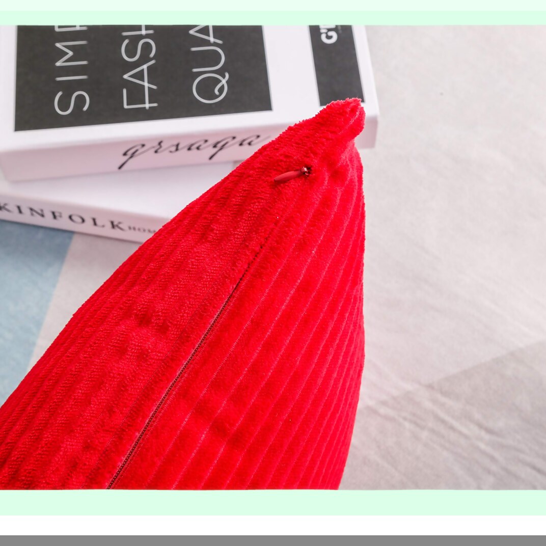 Luxury Velvet Stripe Corduroy Pillow Covers - Set of 2 Decorative Square Throw Pillow Cases 22"x22" - Soft Plush Cushion Covers for Home Decor - Red