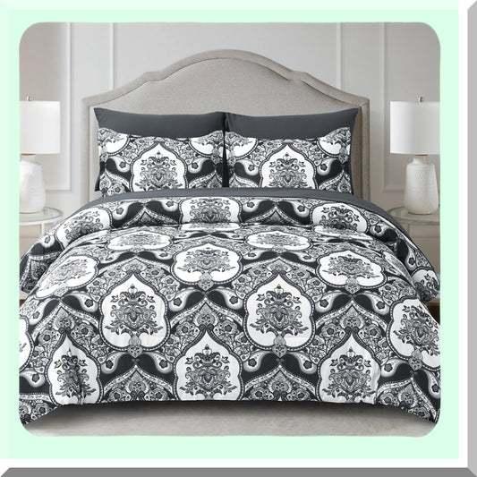 Boho Chic Black Queen Size 7PC Comforter Set - Bohemian Bed in a Bag with Soft Microfiber Bedding - Includes Comforter, Sheet Set, Pillow Shams & Cases