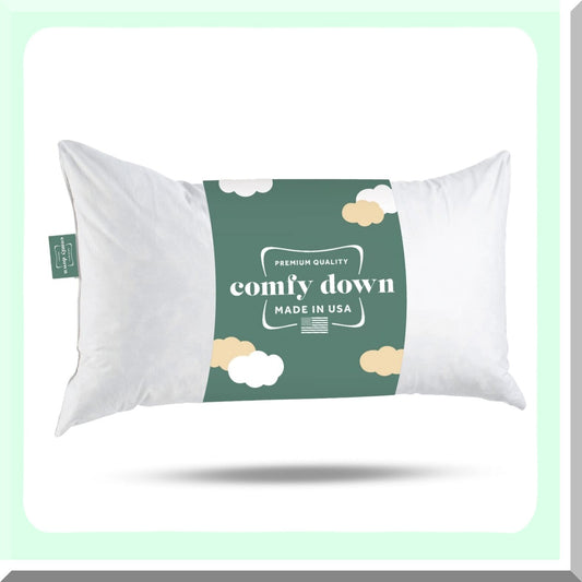 Luxury Down Feather Rectangle Pillow Insert - 12x16, 100% Cotton Cover, 233 Thread Count - Made in USA - Decorative Cushion Insert