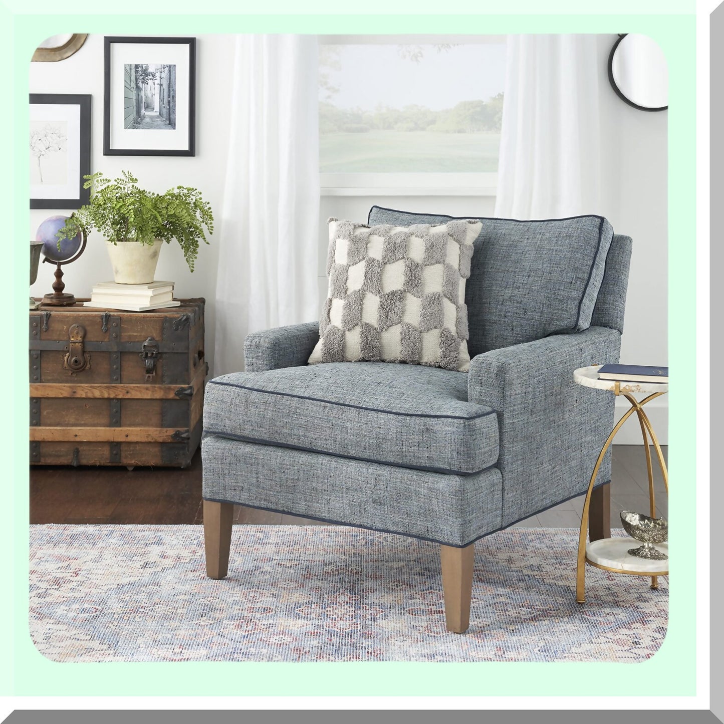 Checkered Tufted Grey Throw Pillow - 18x18 Inch Square Cushion for Sofa, Bed, or Chair - Decorative Accent Pillow with Diagonal Pattern