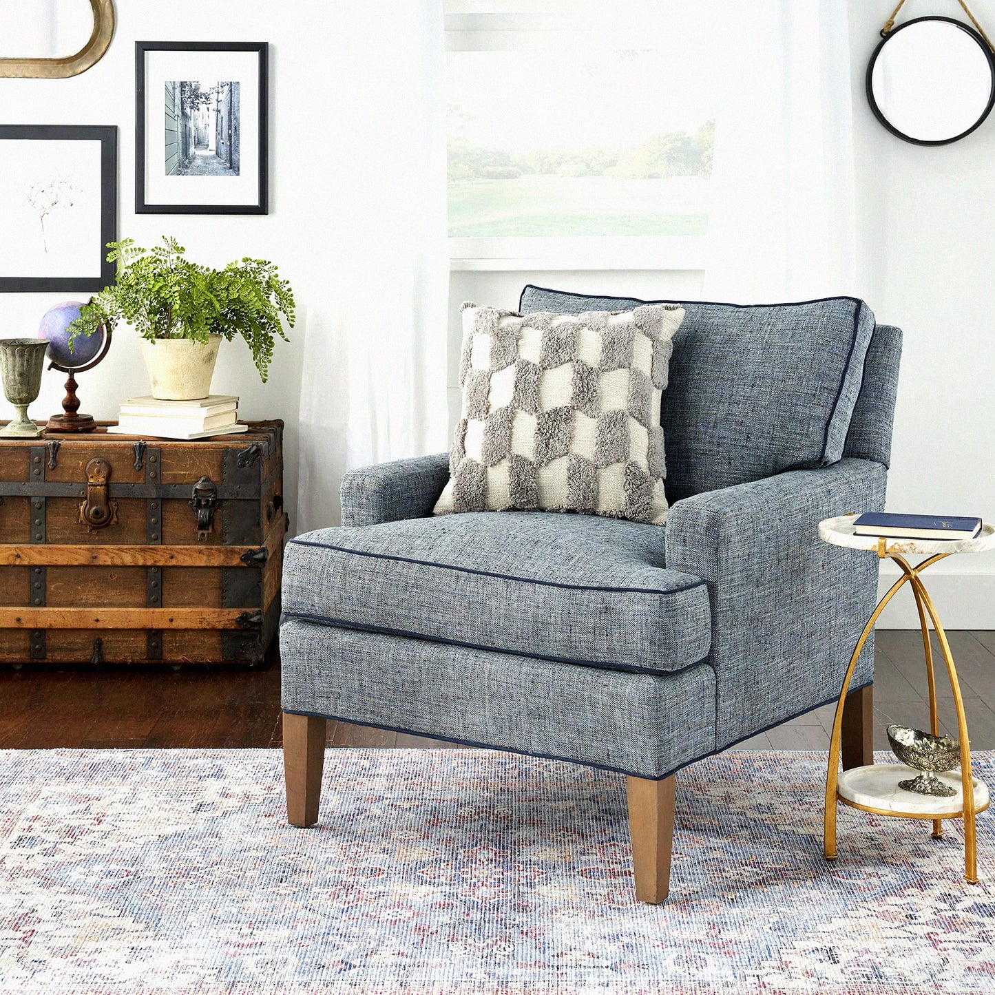 Checkered Tufted Grey Throw Pillow - 18x18 Inch Square Cushion for Sofa, Bed, or Chair - Decorative Accent Pillow with Diagonal Pattern