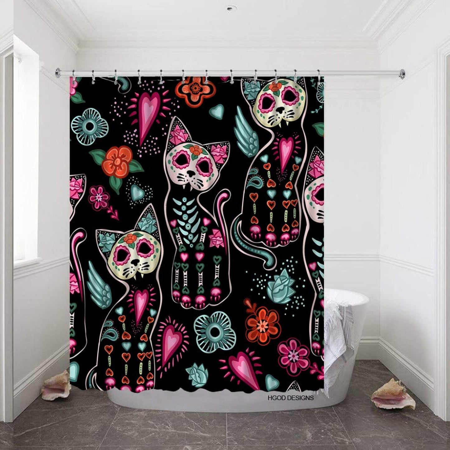 Sugar Cat Waterproof Shower Curtain Set 72"X72"
