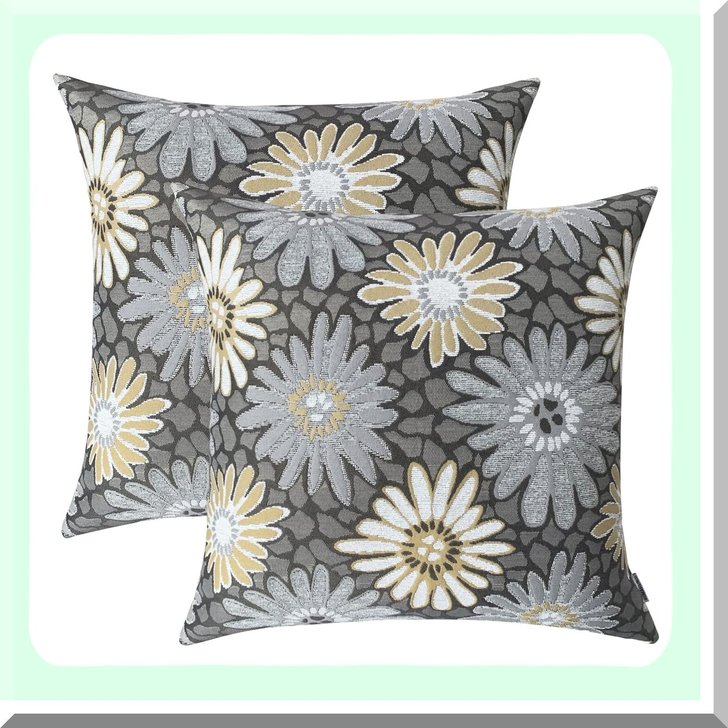 Grey Jacquard Texture Pillow Covers - Set of 2 | Decorative Throw Cushions for Sofa, Couch, Bedroom | 18x18 inch (45cm) Square Design