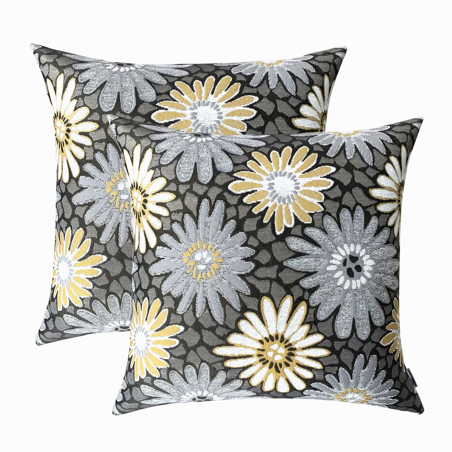 Grey Jacquard Texture Pillow Covers - Set of 2 | Decorative Throw Cushions for Sofa, Couch, Bedroom | 18x18 inch (45cm) Square Design