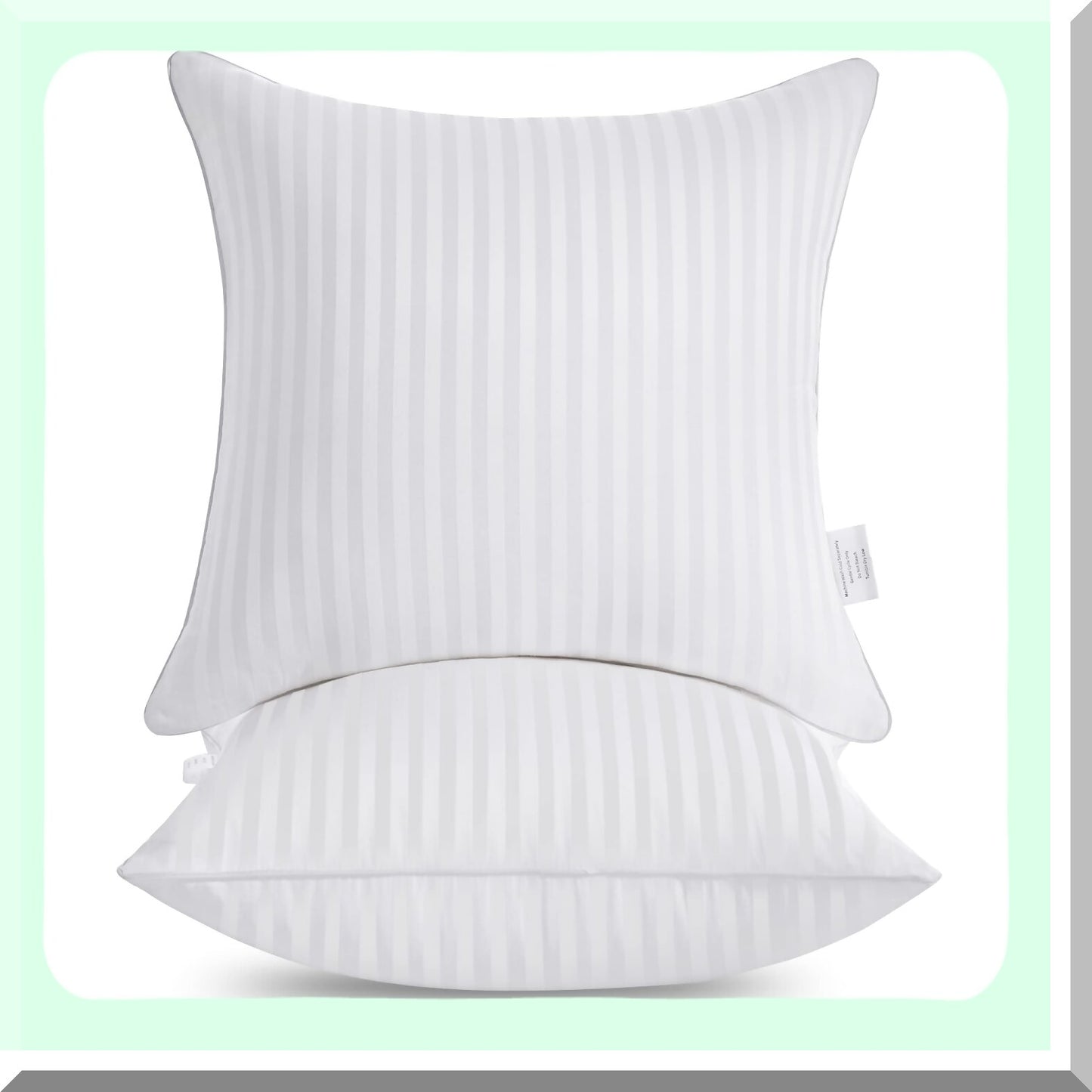 FluffCozy Square Pillow Inserts - Firm & Fluffy Decorative Cushions for Couch, Bed & Sofa - Soft Cotton Cover - White Down Alternative - 20x20 Pack of 2