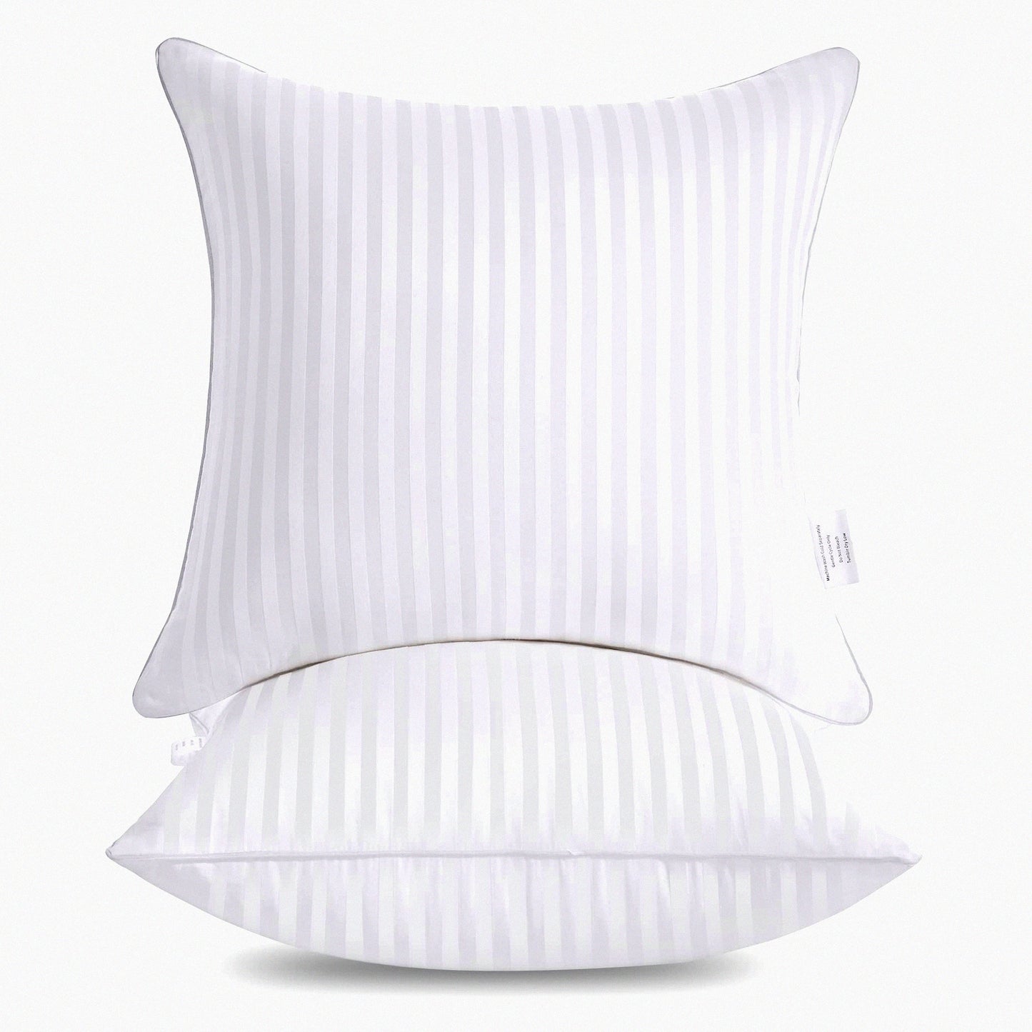 FluffCozy Square Pillow Inserts - Firm & Fluffy Decorative Cushions for Couch, Bed & Sofa - Soft Cotton Cover - White Down Alternative - 20x20 Pack of 2